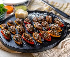 Beef and Couscous Stuffed Baby Bell Peppers